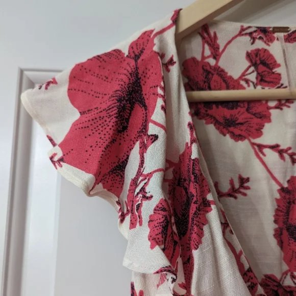 Free People Floral French Quarter wrap mini dress M - Picture 4 of 8